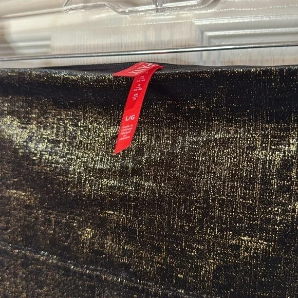 Spanx leggings, NWOT. Velvet and gold metallic. Sooooo classy and stunning. - Picture 2 of 8